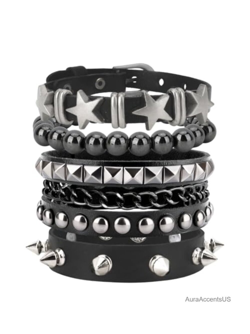 Studded Leather Bracelets for Men Women Punk Gothic Grunge Accessories